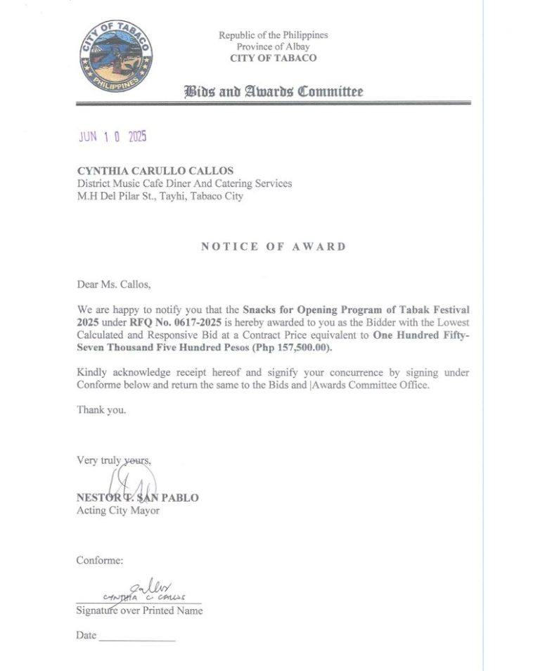 Notice of Award: Snacks for Opening Program of Tabak Festival 2025, PR No. 25-069-0717